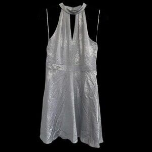 NWT Express Mini Dress Silver Sparkle Shimmer Fit and‎ Flare Size Small
